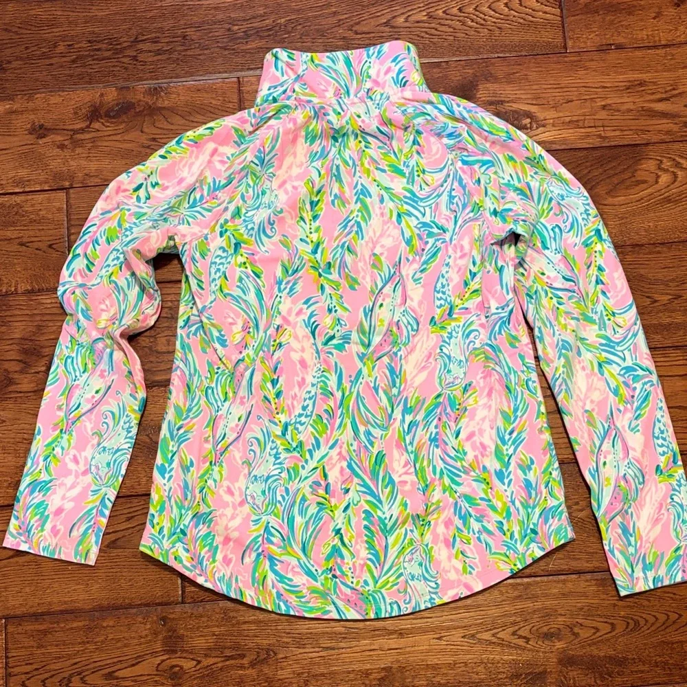 Lilly Pulitzer 50+ UPF Skipper Round Hem Popover Pink Green Blue Floral - Picture 3 of 7